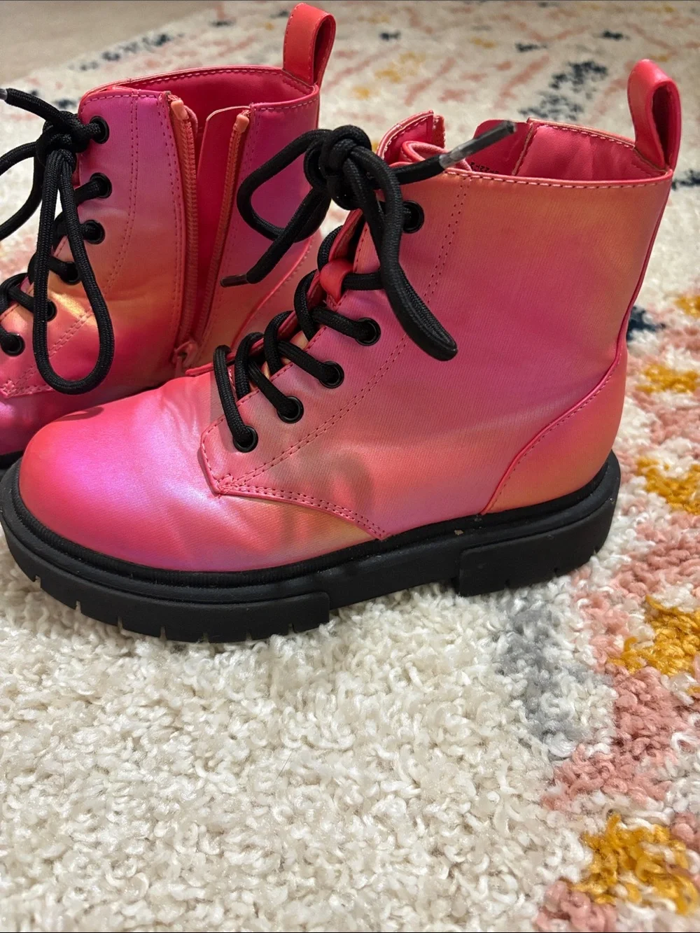 art class Pink Ombre Lace-Up Side-Zip Kids Boots